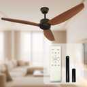 52 Inch Ceiling Fan Without Light With Remote, 3 Blade, Brushless DC Motor, 6-Speed Low Profile Flush Mount for Living Room, Bedroom, Covered Patio