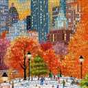 Fall Central Park Puzzles 1000 Pieces for Adults, Fun Fall Winter Snow Jigsaw Puzzle, Autumn Art Puzzle Collage as Home Decor