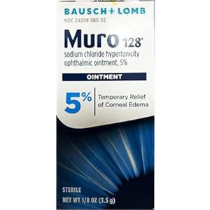 Muro 128 5% Sodium Chloride Hypertonicity Ophthalmic Ointment, from Bausch + Lomb, 0.125 Oz (3.5 g)