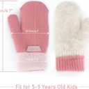Kids-Mittens with Warm Wool-Fleece-Lined - Cold Weather Boys-Girls Knitted-Gloves for Skiing Snowboarding