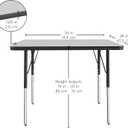 FDP Rectangle Activity School and Office Table (24 x 36 inch), Standard Legs with Swivel Glides, Adjustable Height 19-30 inches; Quick Ship Single Box - Gray Top and Black Edge