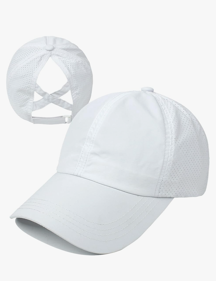 HGGE Womens Criss Cross Ponytail Baseball Cap Adjustable High Messy Bun Ponycap Quick Drying Hat