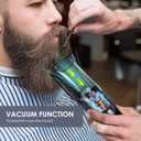 Vacuum Beard Trimmer for Men with 20 Length and Styles Adjustable, Built-in Vacuum Trimmer for Mustache, Sideburns, Facial Hair, Rechargeable Mustache Trimmer