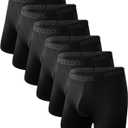 BAMBOO COOL Breathable Men's Underwear Modern Multipack Comfortsoft Moisture-Wicking Boxer Briefs 6 Pack (Black, L)