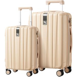Hanke Luggage Sets 2 piece Carry On Luggage with Wheels PC Hard Shell Suitcases Lightweight Checked Travel Luggage Large Travel Suitcase Woman Men 20/29 Inch(Cuba Sand)