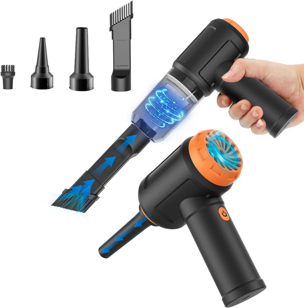 Air Duster - Computer Vacuum Cleaner - for Keyboard Cleaning- Cordless Canned Air- Powerful - Energy-Efficient (Black)