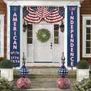 4th of July Decorations Outdoor, Patriotic Porch Banners for Independence Day, 250th Anniversary 1776-2026 Hanging Signs, American Independence Front Door Decor, USA Birthday Decorations Indoor Outdoor, 2 Pack