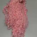 Long Pink Curly Wig for Women 26 Inch Middle Part Synthetic Pink Wigs Upgraded Protein Fiber Hair Replacement Wig Cosplay Costume Halloween Colorful Wigs