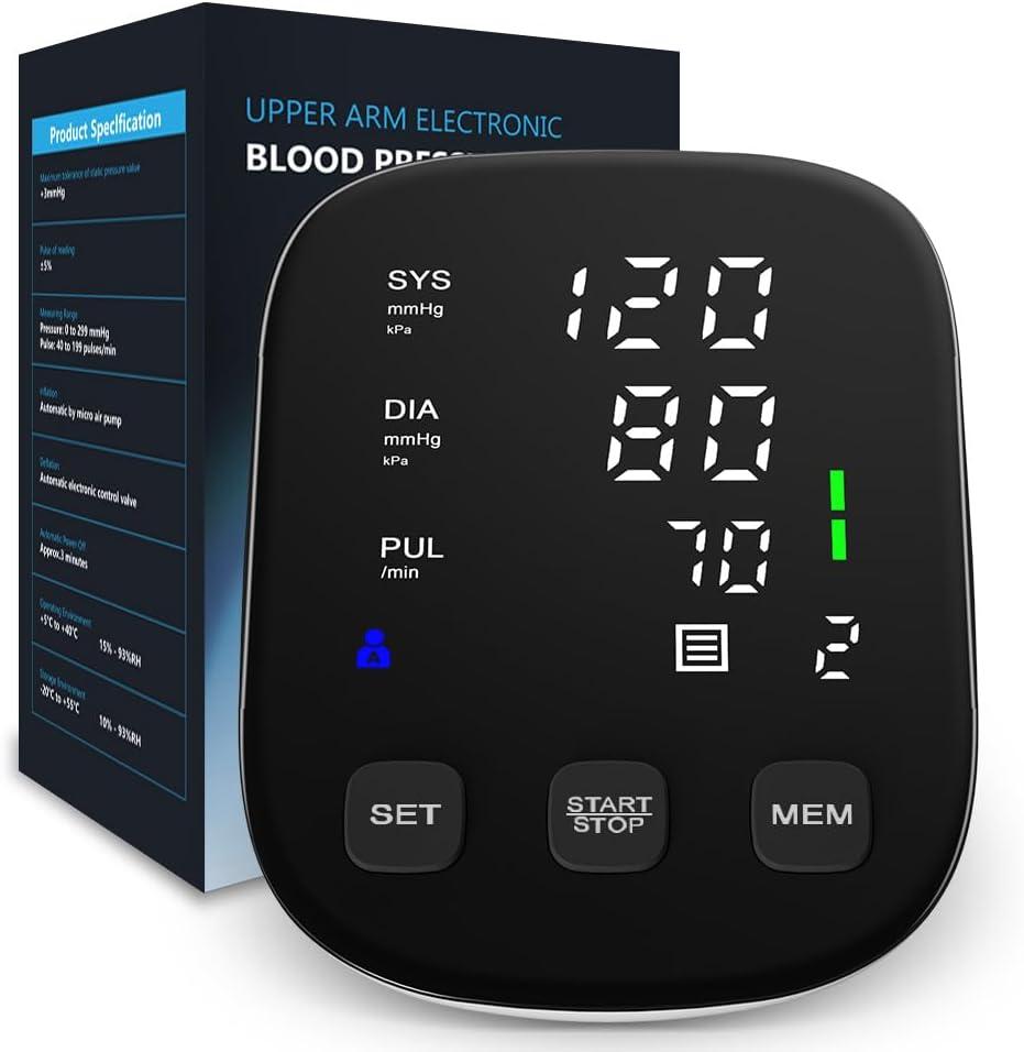 HOLFENRY Blood Pressure Monitor with BP Cuff 8.7-16.5- Upper Arm Blood Pressure Monitors for Home Use AC-Powered&AAA Battery Charging/3-color Indicator-High Blood Pressure Machine Tracks Two Users