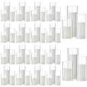 Shihanee 108 Pcs Pillar Candles and Glass Cylinder Vases Clear Cylinder Holders for Slim Pillar Candles Table Decorations, Total 54 Sets(Ivory White,108 Pcs)