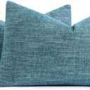decorUhome Chenille Decorative Throw Pillow Covers 12x20 Set of 2, Lumbar Farmhouse Textured Neutral Solid Accent Pillow Covers for Couch Sofa Bed Living Room Home Decor, Teal