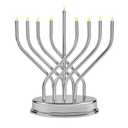 The Dreidel Company Hanukkah Silver Menorah Low Voltage Battery Powered Contemporary Metal Designed Menorah, LED Bulbs Electric, 10.6 Inches Tall