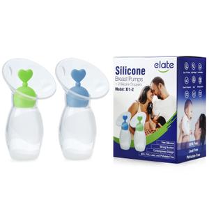 Elate Manual Breast Pump for Breastfeeding | Silicone Milk Collector with Leak-Proof Stoppers for Nursing Moms | Enhance Milk Production | BPA Free  2-Pack, 4oz Blue Green