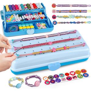 Cmiolacuna Friendship Bracelet Making Kit for Girls, 3-Layer Storage Box Arts and Crafts Bracelets Jewelry String Maker Kit Ages 8-12,Best Christmas Birthday Gift for Girls 6 7 8 9 10 11 12 Year Old
