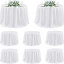 sancua 120 Inch Round Tablecloth White, 8 Pack - Circle Polyester Fabric Table Cloth for Wedding Party Reception Banquet Birthday, Washable Formal Table Cover (Fit 48-96 Inch Tables)