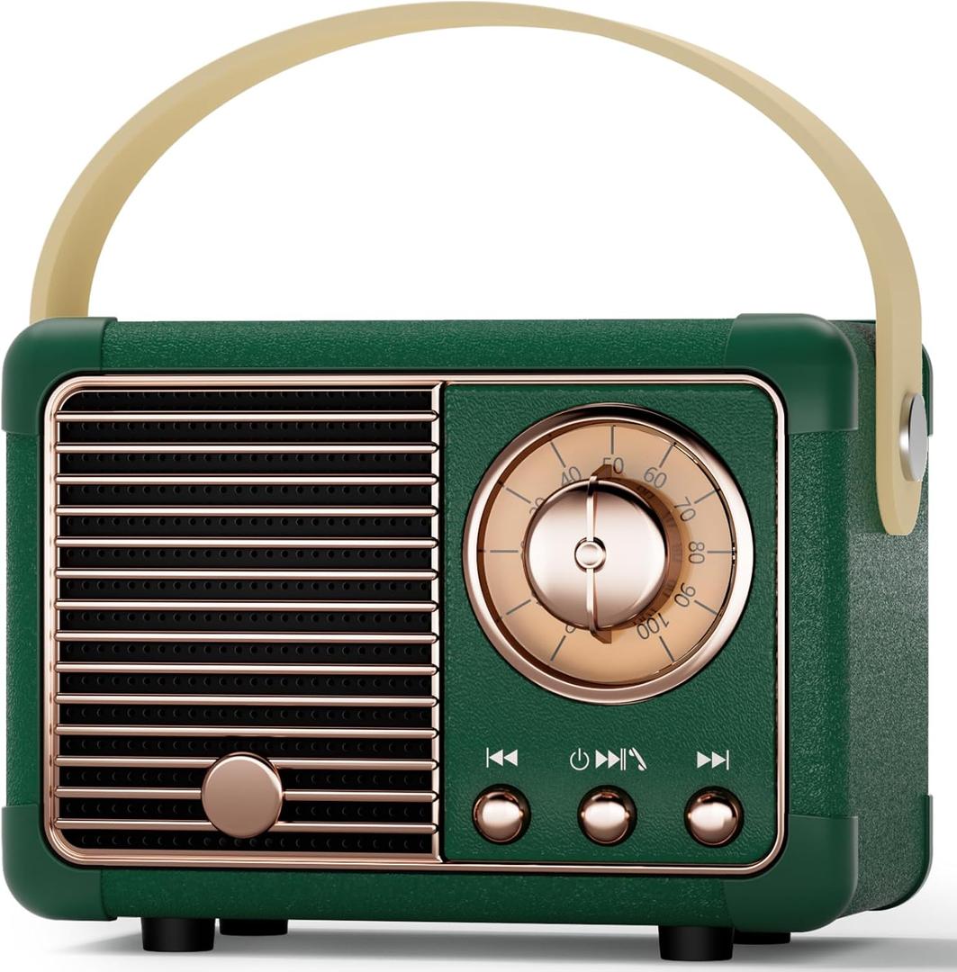 Vintage Retro Bluetooth Speaker Old Vintage Decor Birthday Gifts for Men Old School Mini Portable Wireless Speaker for Office,Room,Desk Accessories,Indoor,Outdoor Retro Gifts for Teen,Friends (Green)