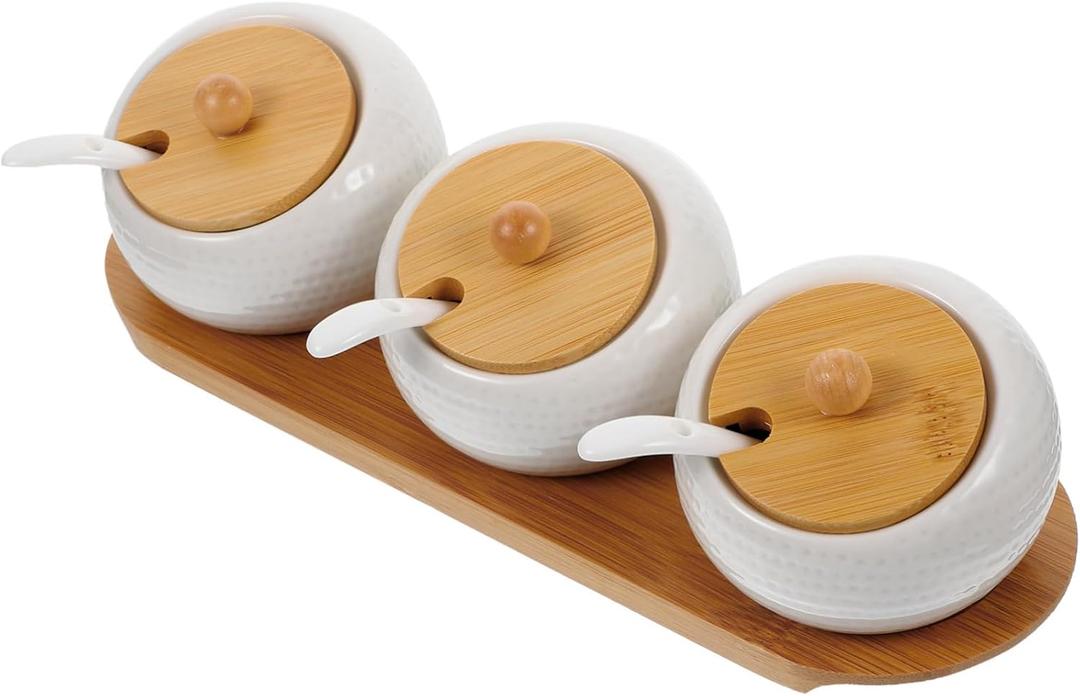 1set Ceramic Condiment Jars Space-saving Spice Containers for Kitchen -skid Design for Home and Restaurant Cooking for Storing Various Spices