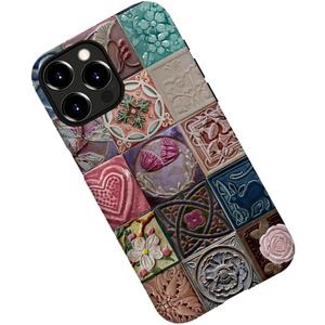 Case for iPhone 15 Pro,Hearts Roses Romantic Collage Tiles Phone Case Military-Grade Drop Protection Cover for Women Girl - Frosted