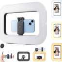 Smartphone Video Rig with Light, Handheld Ring Selfie Light Kit, LED Mobile Video Stabilizer with Built-in 8000mAh Battery for Camera, Smartphone, YouTube, TikTok Video Recording, Makeup