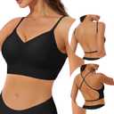 Low Back Bra Padded Bralettes for Women Backless Smoothing Invisible Wireless Lifting Convertible Bras, Black, X-Large