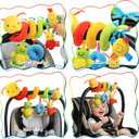 Spiral Car Seat Toys - Baby Sensory Soft Plush Hanging Toys for 0-12 Months Stroller Crib Accessories, Essentials for Expecting Moms & Baby Shower Registry Gift