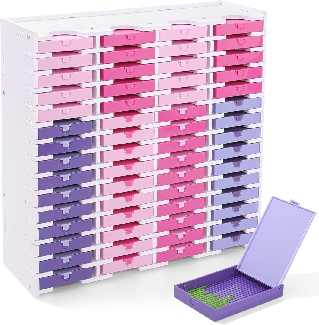 Trabricks Mate Diamond Painting Trays Tower Organizer, Diamond Painting Storage Accessories, Diamond Art Trays with Lids Shelf 60grid (Without Trabricks) (White)