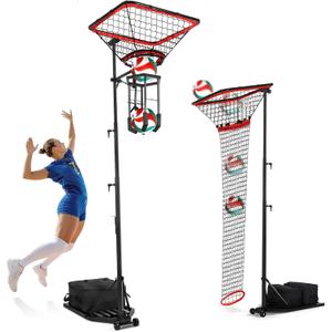 AugFir Volleyball Setter & Spike Trainer, Adjustable Height 93"-126" Volleyball Trainer with 88LBS Sandbag Base & Transport Wheels, Solo Practice Tool for Indoor & Outdoor Use Spiking & Drills