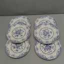 Salad Plates, Ceramic Plates Set of 6, Kitchen Plates Microwave Safe, 8.5 Inch White Plate Dessert Blue Floral
