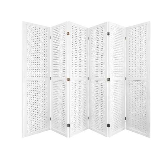 5.6 ft. White Wood Folding Privacy Screen Room Separator Free Standing Wall Dividers Privacy Screens (6-Panel)