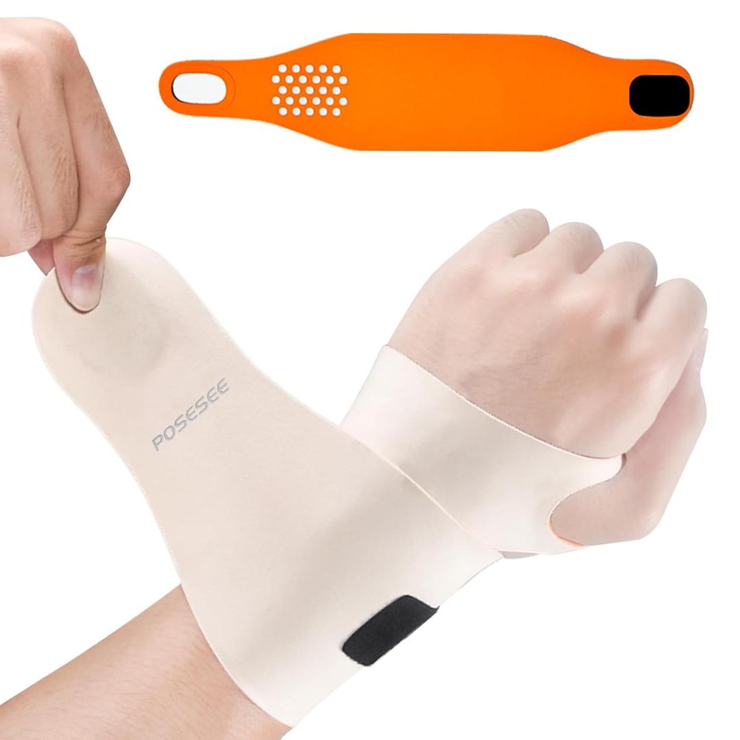 Generic 1Pcs Ultra-Thin Elastic Wrist Brace Wrist Wraps, Compression Wrist Straps Wrist Support for Carpal Tunnel Arthritis Tendonitis Sprains Wrist Pain, Soft Wristband Fits Both Hands (Beige)