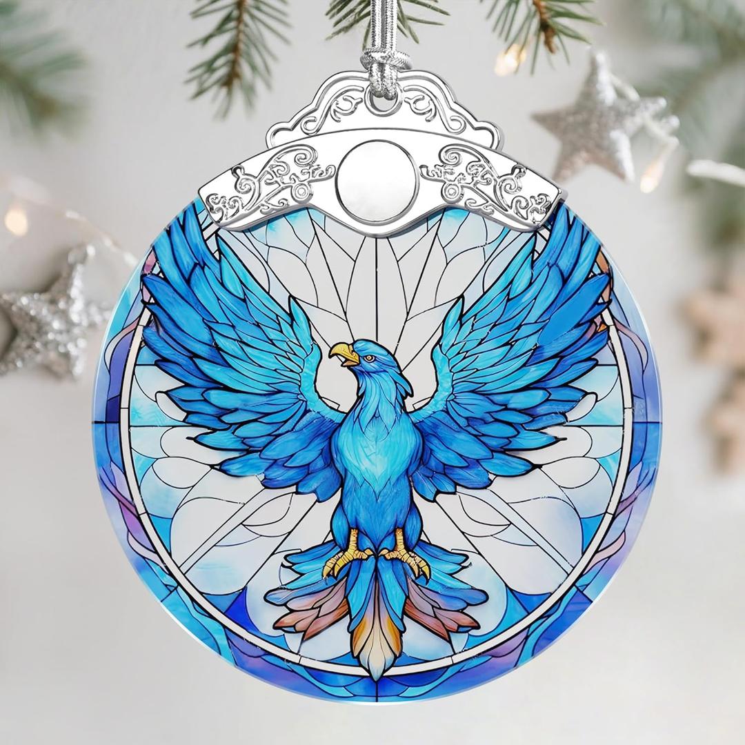 5 x Stained Glass Ornament, Christmas Ornament, Hanging Ornaments for Home Decor & Christmas Tree Ornaments Exquisite Holiday Decor, Xmas Gifts & Holiday Present - Phoenix