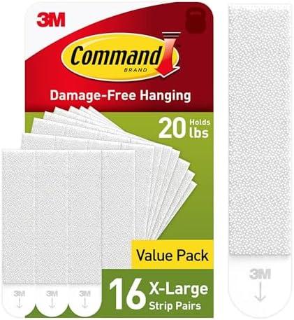 Command 20 lb XL Heavyweight Picture Hanging Strips 16 Pairs (32 Command Strips), Damage-Free Hanging Picture Hangers, Heavy Duty Wall Hanging Strips for Home Decor, White Adhesive Strips