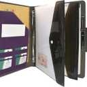 3-Ring Binder Padfolio with Whiteboard Clipboard and Expanded Document Bag, Padfolio Ring Binder Business Organizer Portfolio Case (Purple)