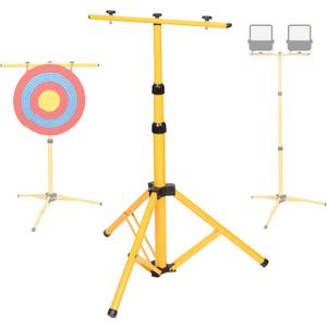 Archery Target Stand, Adjustable Foldable Metal Bow and Arrow Target Tripod Stand Hanging Traditional Straw & Foam Archery Targets & Work Light for Shooting Range Backyard