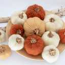 12 PCS Fall Pumpkin Decor, Felt Fabric Artificial Faux Fake Pumpkins for Home and Table Centerpiece, Autumn Harvest and Thanksgiving Decorations