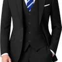 Mens Stretch Suit Slim Fit 3-Piece, 2 Buttons Jacket Vest Adjustable Waist Pants
L