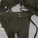 ZAFUL Women's Triangle Bikini Multiway Fishnet Tie Side Bandeau Halter String Bikini Set Two Piece Swimsuit Bathing Suits (Large, 1-Green26)