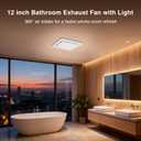 12" Bathroom Exhaust Fan with Light, 1.0 Sone Ultra Quiet Bathroom Vent Fan, 6000K 1200LM LED Light, used for Bath-room, Laundry, Shower