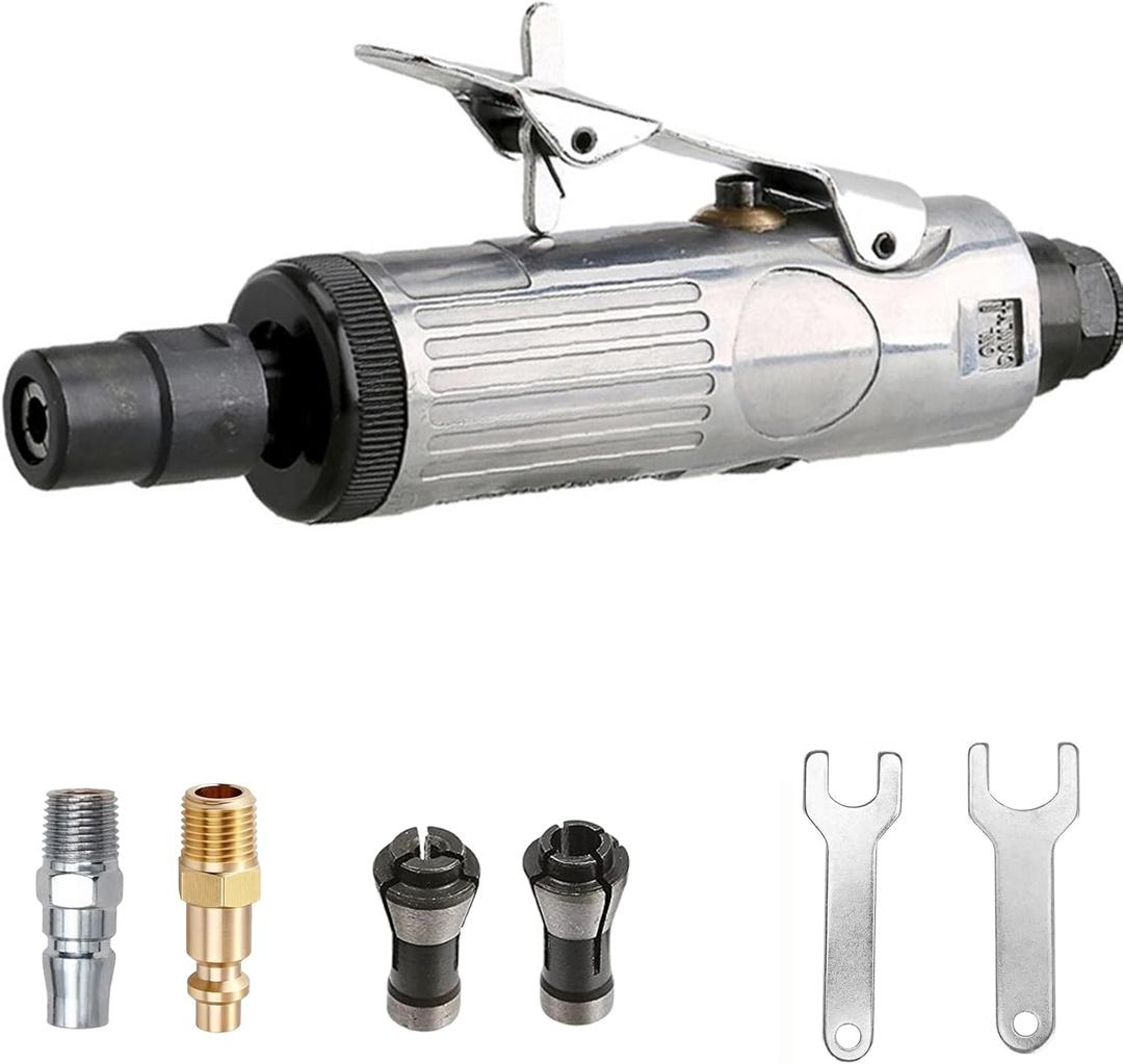 1/4 Inch Air Die Grinder, 25,000 RPM Free Speed,1/4 Inch (6MM) and 1/8 Inch (3MM) collet,Mini and Compact Size,Polishing Tool