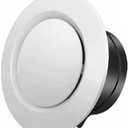 4 inch ABS Adjustable Air Vent White Round Soffit Exhaust Vent for Inline Duct Fan Outlet Vent(3.74 Inch, Front Panel:5.9 Inch)