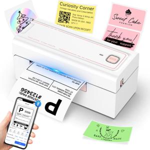 Bluetooth Thermal Shipping Label Printer, Wireless 4x6 Shipping Label Printer for Packages, High-Speed Thermal Printer Compatible with Android, iOS & Windows for Amazon, Ebay, Shopify, USPS (White)
