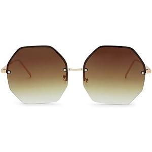 The Fresh Fashion Designer Huge Hexagon Metal frame Ocean Colored Lens Sunglasses - Exquisite Packaging