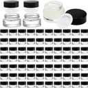 Coloch 90 Pack 5ml Empty Glass Jars with Black Lid, Clear Airtight Cosmetics Container Bulk Refillable Tiny Sample Jar for Cosmetics, Lotion, Cream, Samples, Wax, Skincare, Travelling, Retail Store