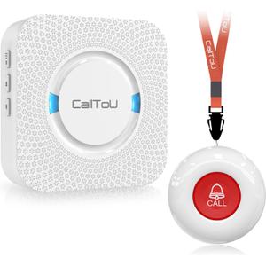 CallToU Caregiver Pager Wireless Call Button Nurse Alert System 500+ Feet for Home/Elderly/Patient/Disabled 1 Plugin Receiver 1 Waterproof Transmitter