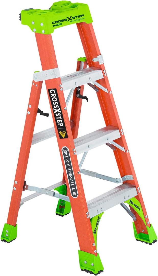 Louisville Ladder 4-foot Fiberglass Cross Step Ladder, 300-Pound Load Capacity, Type IA, FXS1504