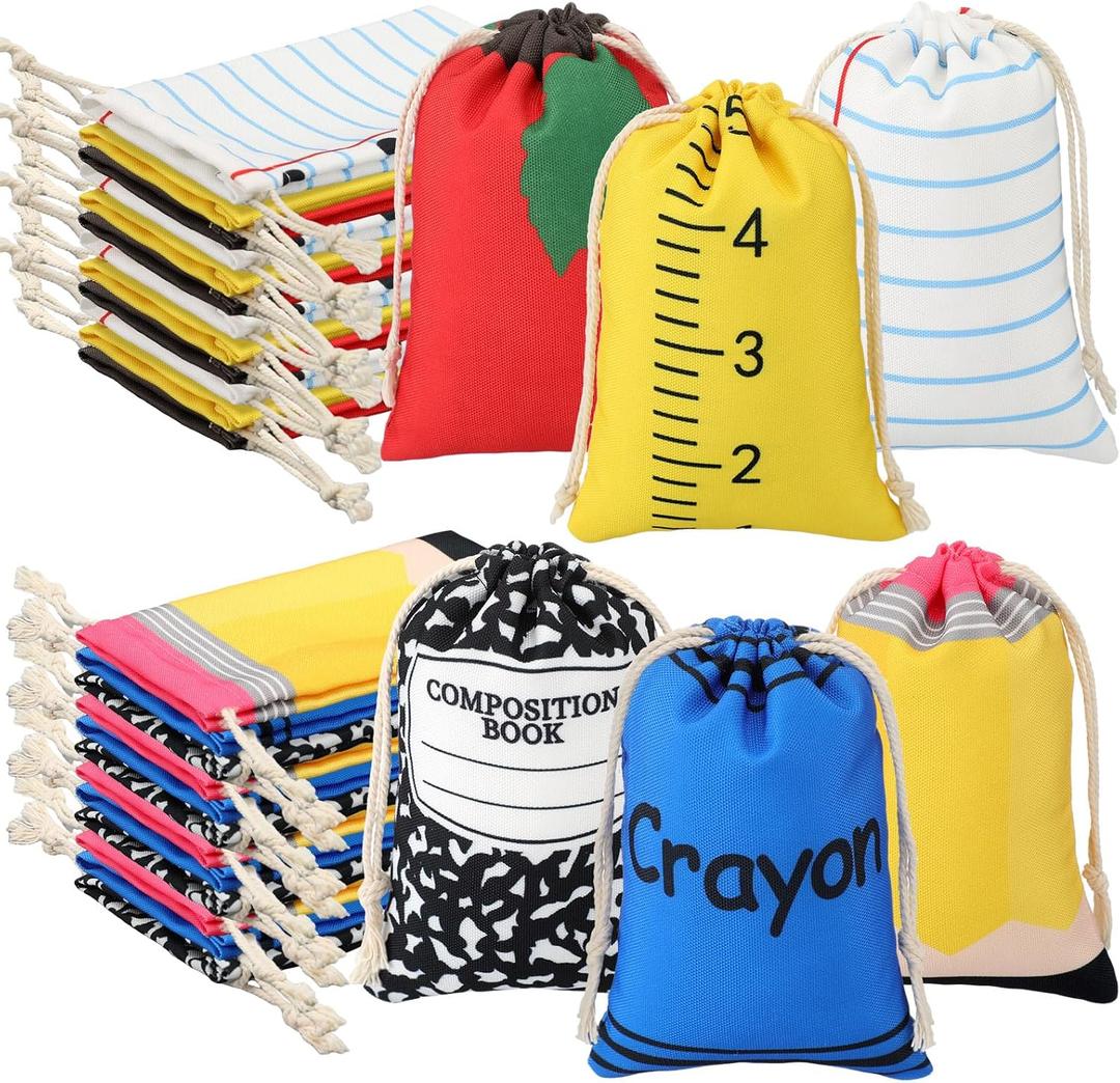 36 Pcs 36 Pcs Teacher Gift Bags 4x6" Drawstring Back to School, Classic, 1 Count