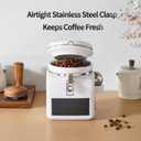 Ceramic Coffee Canister with Airtight Lid and Scoop, Large 74 Fl Oz / 2.2 L Kitchen Food Storage Container Jar for Grounds Coffee, Beans, Tea, Sugar, Flour, Cereal, Nuts, Cookie, White
