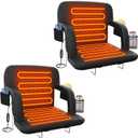 Suteck Dual-Side Heated Stadium Seat with Back Support, Wide Cushion, Foldable Bleacher Chair W/USB 3-Level Heating, 5 Storage Pockets  Portable Stadium Chair for Outdoor Bleachers Camping Games (2pcs 23in Black)