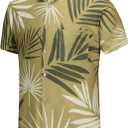 KYKU Hawaiian Shirt for Men: Tropical Summer Beach Short Sleeve Button Down Shirt with Pocket (Green, L)