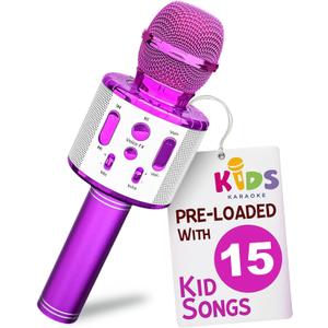 Move2Play, Kids Karaoke Microphone | Includes Pre-Loaded Songs & Bluetooth | Kids Birthday Party Gift | Toy for All Ages 2, 3, 4, 5, 6+ Year Old Girls, Boys & Toddlers (Purple)
